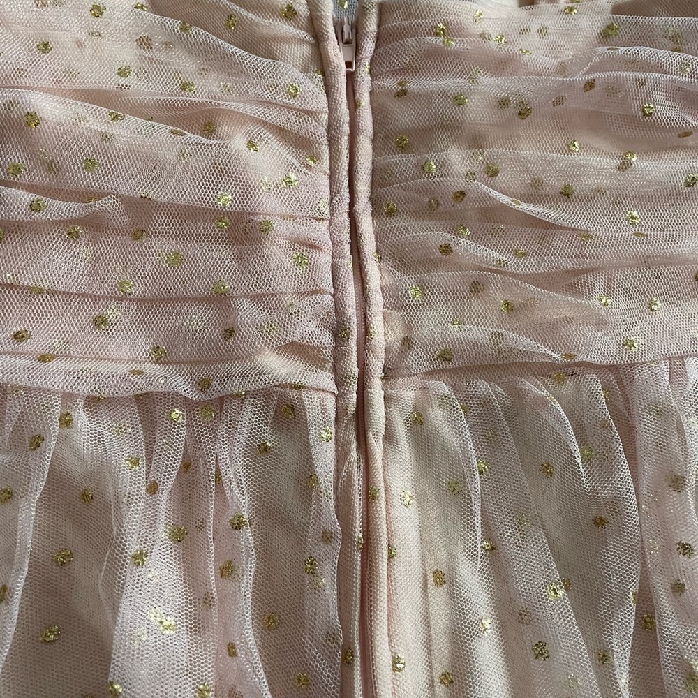 BNWT Mesh pink ruffle with dot of golden dress - Picture 9 of 10